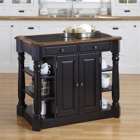 Awesome Home Styles Americana Black Kitchen Island With Garbage