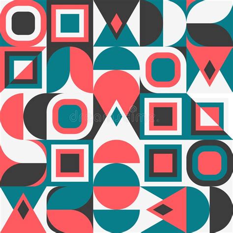 Abstract Geometric Pattern With Simple Shapes And Figures Stock Vector
