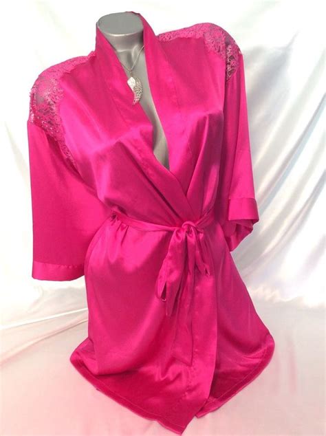 Mlvictorias Secret Satin Robe Silver Pink Lace Womens Bathrobe Kimono