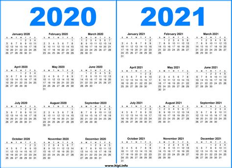 Free 2021 calendars that you can download, customize, and print. 2 Year Printable Calendar 2020 and 2021 - Hipi.info