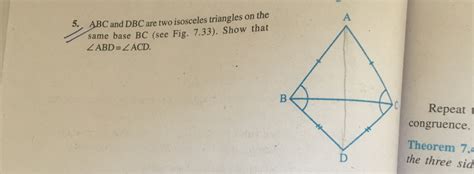 in given figure abc and dbc are two isosceles triangles on the same base bc show that abd acd