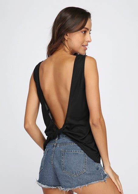 Vessos New Summer Women Sexy Sleeveless Backless Shirt Knotted Tank Top Blouse Vest Tops