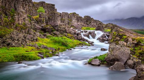 Beautiful Oxarafoss Waterfall In Iceland Europe Photo