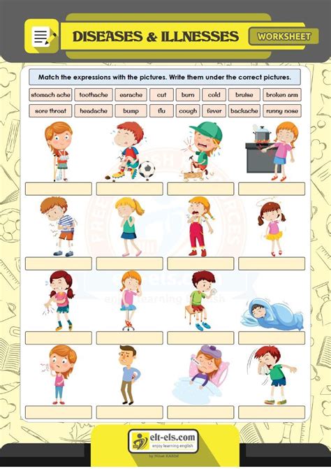 Illnesses Vocabulary Worksheets Sickness Injury Vocabulary Sheet