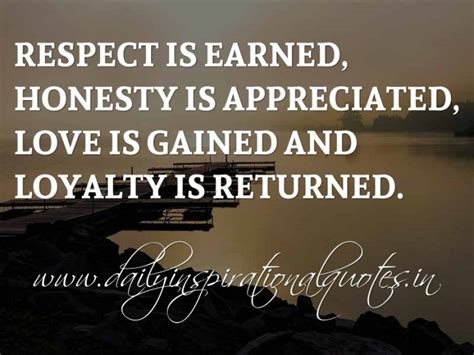 Respect Is Earned Honesty Is Appreciated Love Is Gained And Loyalty