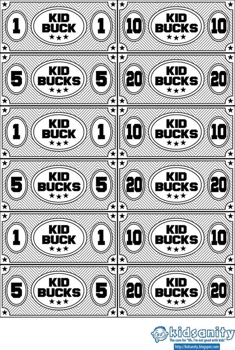Kid Bucks Animal Themed Printable Play Money Screenshot Printable