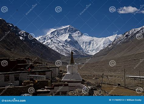 Mt Everest From Rongbuk Monastery A Stock Image Image Of View