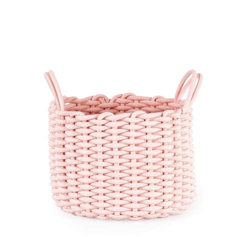 Set Of 2 Blush Pink Knitted Storage Baskets Storage Baskets Pink