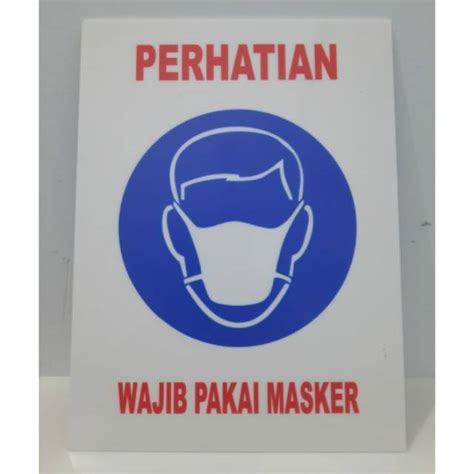 Seluruh pengguna krl wajib menggunakan masker di area stasiun dan dalam gerbong. Sign label akrilik wajib pakai masker , sign board acrylic ...