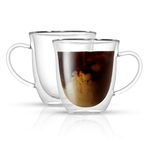 joyjolt glass double wall insulated coffee tea mug set of 2 13 5 oz
