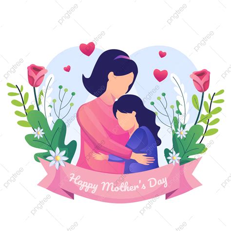 happy mother day vector hd images mother and her daughter are hugging happy mothers day