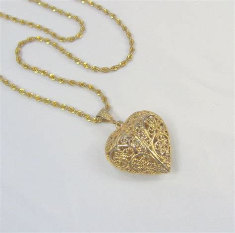 Vintage Heart Pendant Necklace Gold Tone By Revampingvintage Ecochic