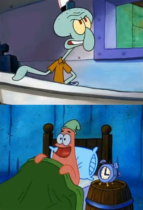 Squidward Sleeping Meme Template