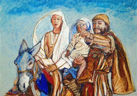 Mary Jesus And Joseph On A Way To Jerusalem Painting By Svetislav