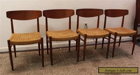 Height 29 width 40 d. Set of 4 Mid-Century Danish Modern Rope Teak Dining Chairs for Sale in United States