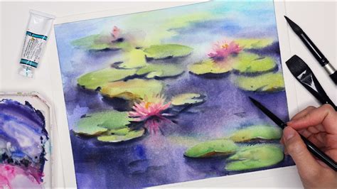 Waterlilies In Watercolor Painting Wet On Wet Tutorial How To Step By