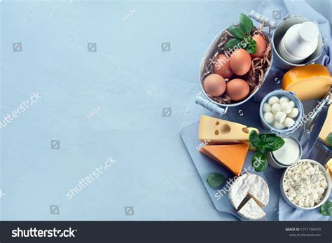 Different Types Fresh Farm Dairy Products Stock Photo 1711709470