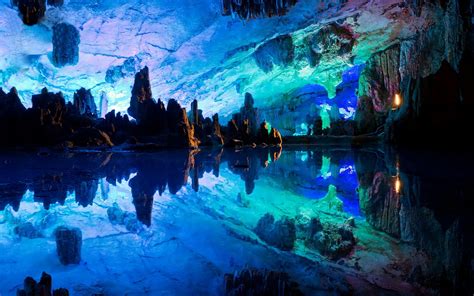 Обои Китай пещера отражение красота чудеса природы пещера