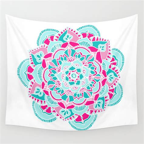 Hot Pink And Teal Mandala Flower Wall Tapestry By Tangerine Tane Society6