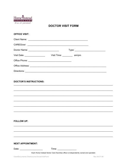 18 Doctor Visit Forms Template Free To Edit Download And Print Cocodoc