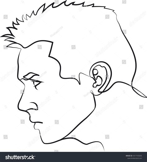 Head In Profile Mans Face In One Line Royalty Free Stock Vector