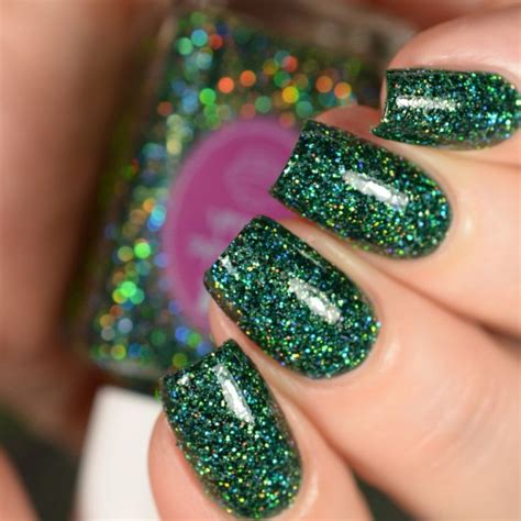 Emerald Holographic Nails Nail Polish Green Nails