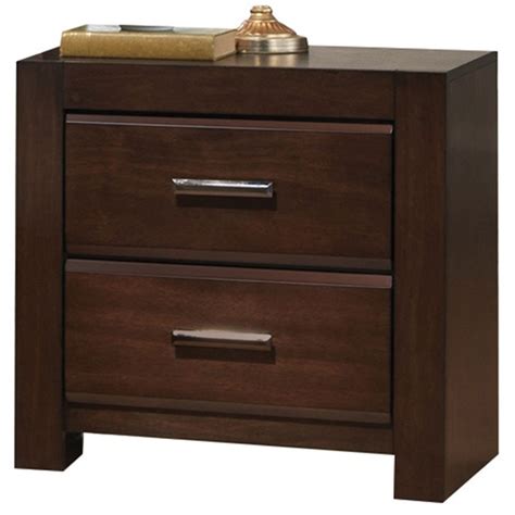 Bowery Hill Square Wood 2 Drawers Bedroom Nightstand In Walnut Bh