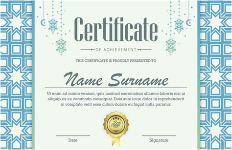 Islamic Certificate Template Vector Art Icons And Graphics For Free