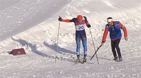 Canadian Coach Comes To Rescue Of Russian With Broken Ski Russian Anton Gafarov Crashed Early