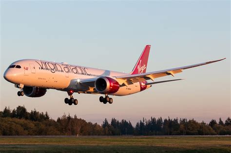 Virgin Atlantic Boeing 787 9 Approaching During Sunset Aircraft