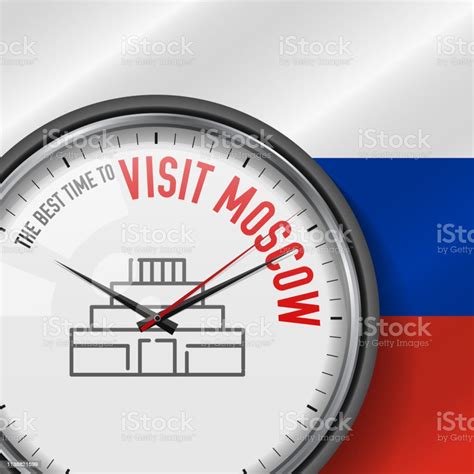 Il Momento Migliore Per Visitare Mosca Orologio Vettoriale Con Slogan