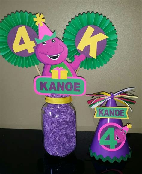 Barney Party Hat And Centerpiece Barney Party Barney Birthday