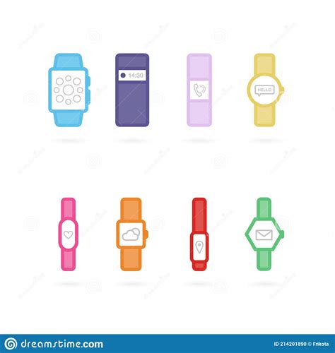 Set Smart Watch Icons Vector Illustration Flat Design Stock Vector