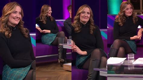 Laura Maciver Short Blue Skirt Pantyhose And Knee High Boots 111223 Hd