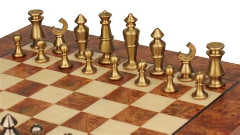 Abstract Knight Brass Chess Set Deluxe Package The Chess Store