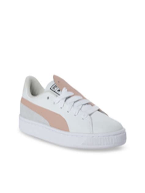Buy Puma Women White And Beige Colourblocked Leather Basket Crush Paris Sneakers Casual Shoes