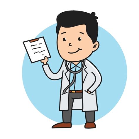 Premium Vector Cute Illustration Of Doctor With Handrawn Style Cartoon