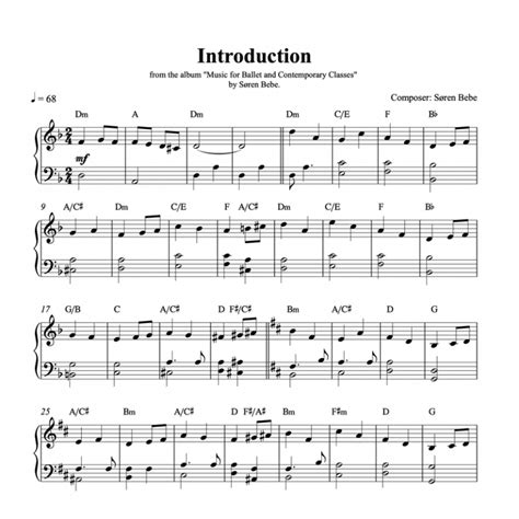 Introduction Piano Sheet Music For Ballet Class Pdf By Søren Bebe