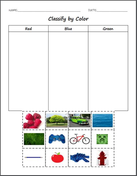 Classify By Color Worksheet Color Worksheets Color Worksheets