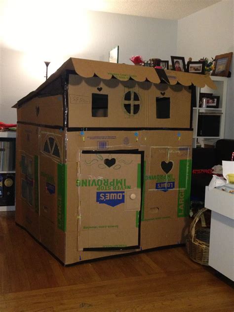 Making Progress On The Cardboard Playhouse Cardboard Forts Diy