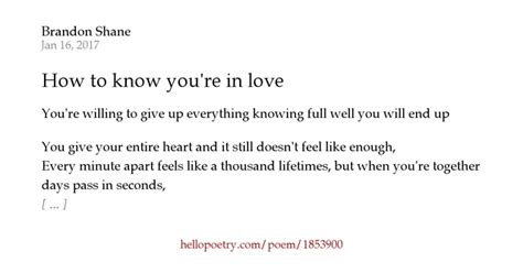 How To Know Youre In Love By Brandon Shane Hello Poetry