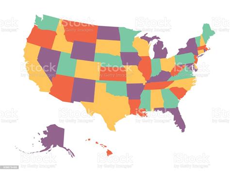 Political Map Of Usa United States Of America In Four Colors On White