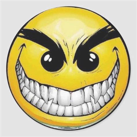 Evil Face Round Stickers Zazzle Smiley Face Images Funny Emoji
