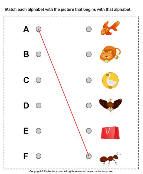 Phonics Matching Worksheet For Kindergarten