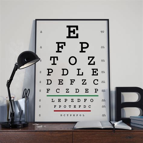 Eye Chart Print Classic Snellen Design Wall Art Eyes