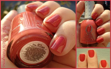 nail addicts anonymous swatch orly s pink chocolate