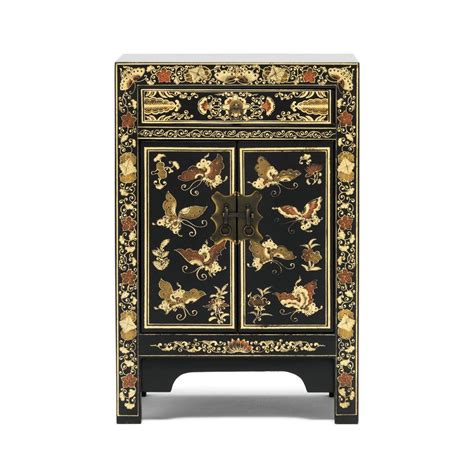Oriental Decorated Black Small Cabinet Oriental Furniture Oriental