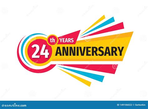 24 Th Birthday Banner Logo Design Twenty Four Years Anniversary Badge
