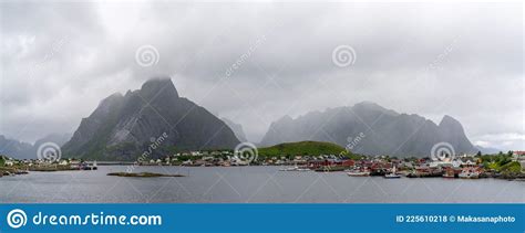 Panorama View Of The Village Of Moskenes On The Lofoten Islands In