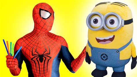 Spiderman Vs Minions Coloring Fun Superhero In Real Life Youtube